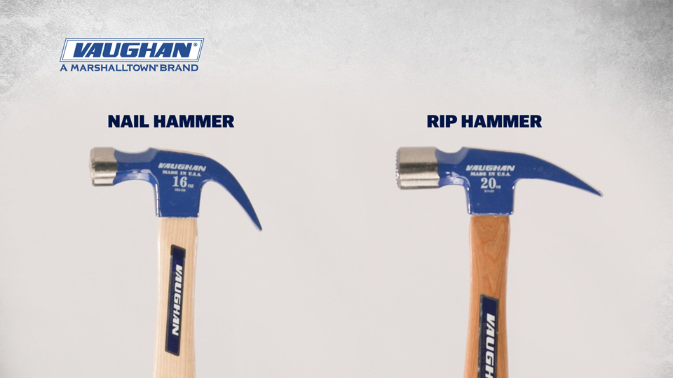 nail hammer next to a rip hammer to show the difference